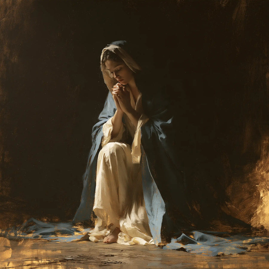 Virgin Mary in Prayer - Black and Gold · Square n° 2