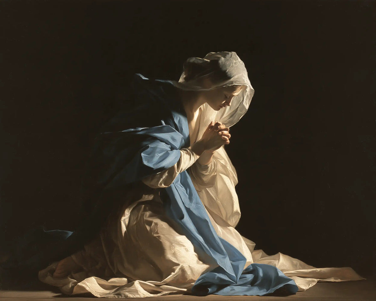 Virgin Mary in Prayer — A Breath through the Veil