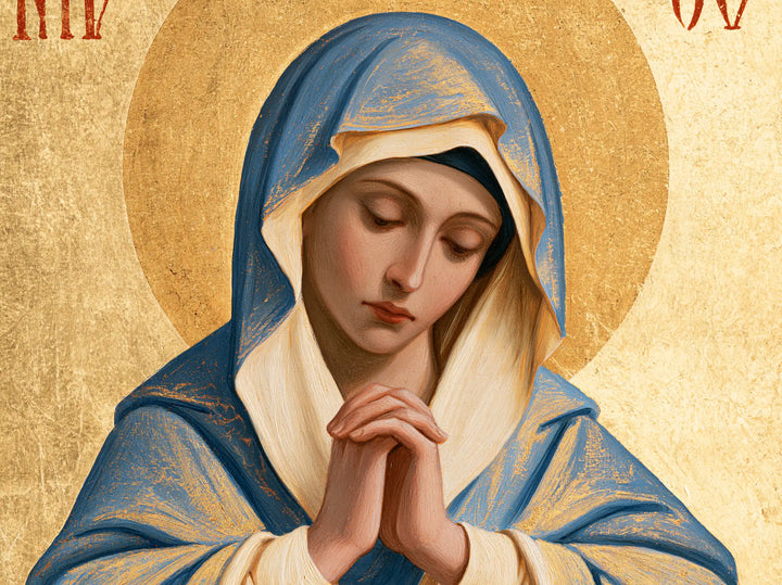 Virgin Mary in Prayer — The Tenderness of the Golden Halo
