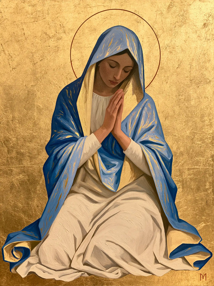 Virgin Mary in Prayer — Prayer with Golden Linings