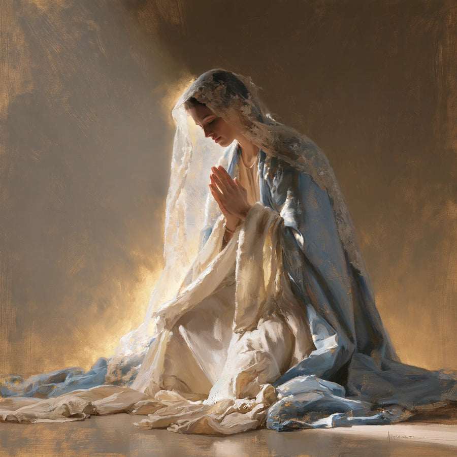 Virgin Mary in Prayer - Mary in a Biblical Interior · Square n° 1