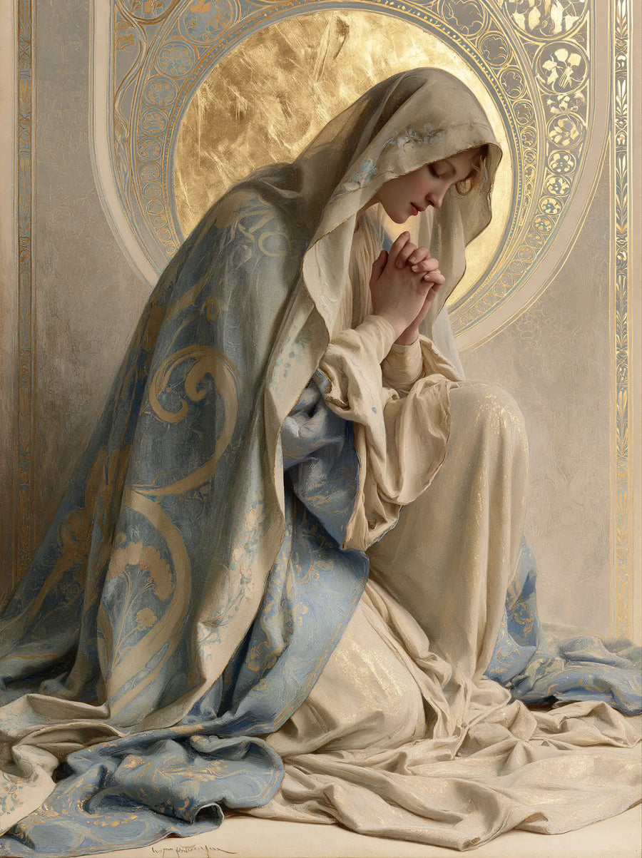Virgin Mary in Prayer - Sacred Art Nouveau · Portrait n° 37