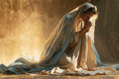 Virgin Mary in Prayer — The Blue Train before the Low Glow