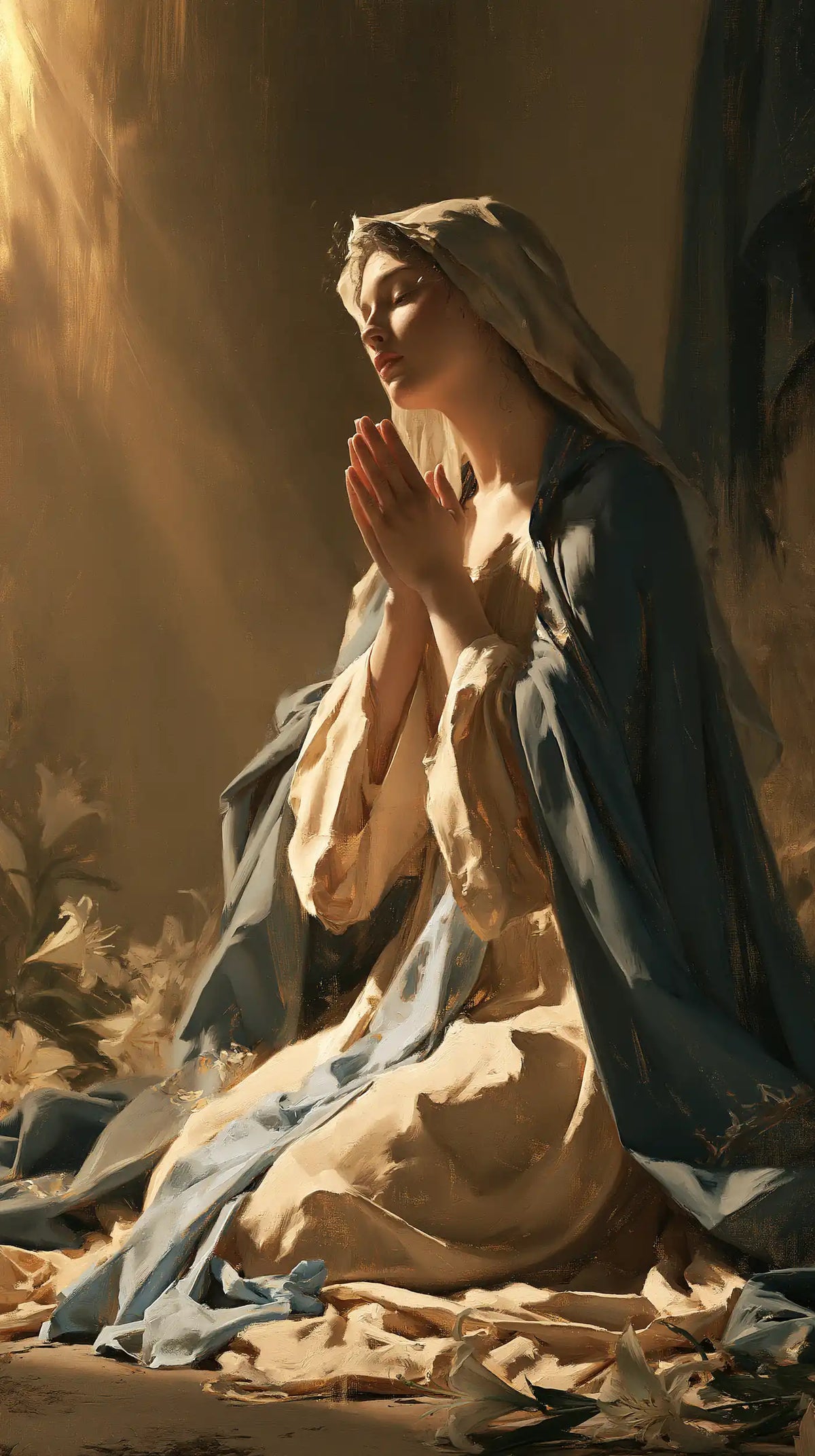 Virgin Mary in Prayer — A Gaze Offered to the Light