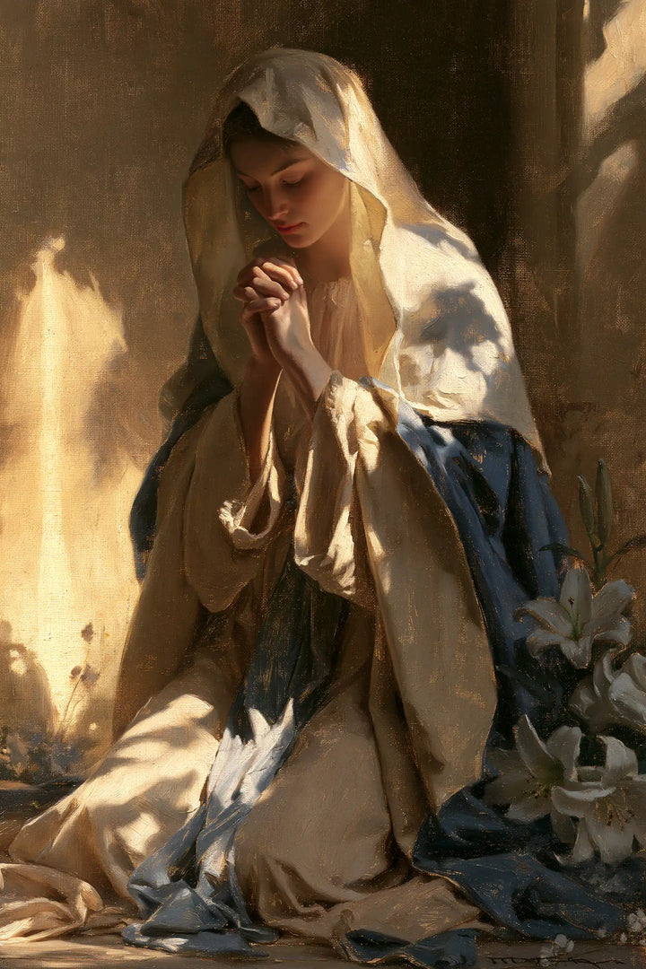 Virgin Mary in Prayer — Prayer in Daylight Shadows