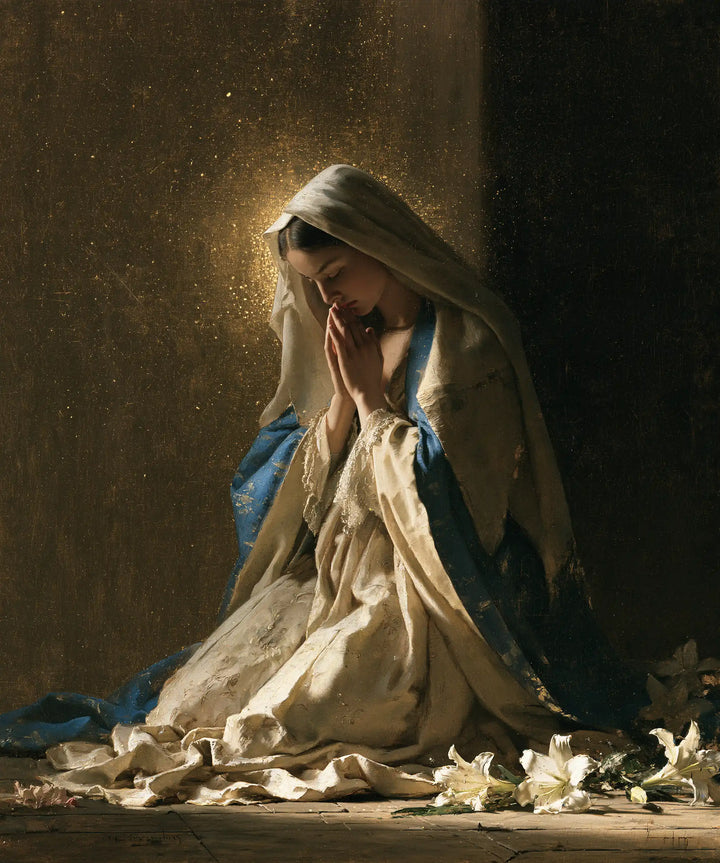 Virgin Mary in Prayer — A Presence in the Half-Light