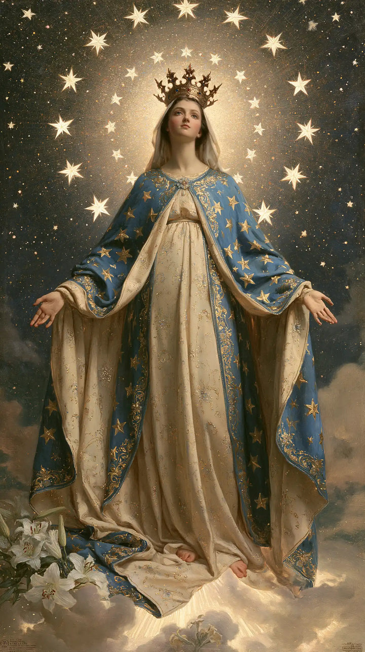 Mary, Queen of Heaven — Stars Embroidered in Light