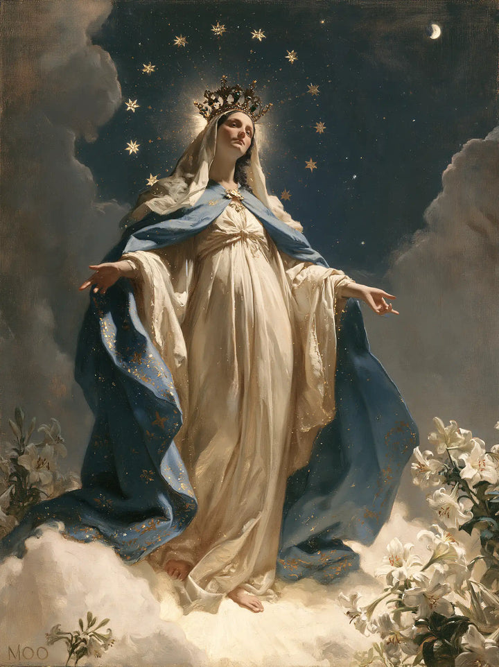 Mary, Queen of Heaven — Ivory Sleeves Beneath the Stars