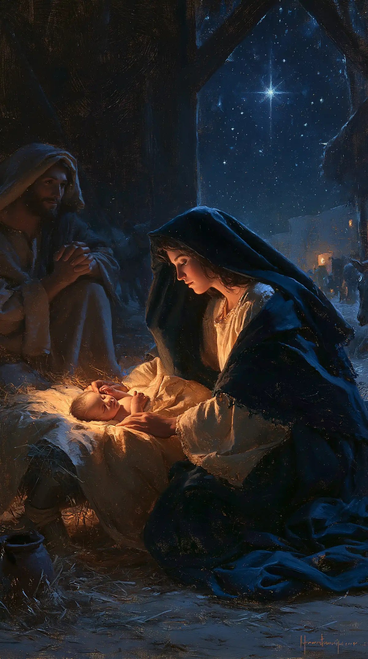 The Nativity — Blue Folded Around the Glow