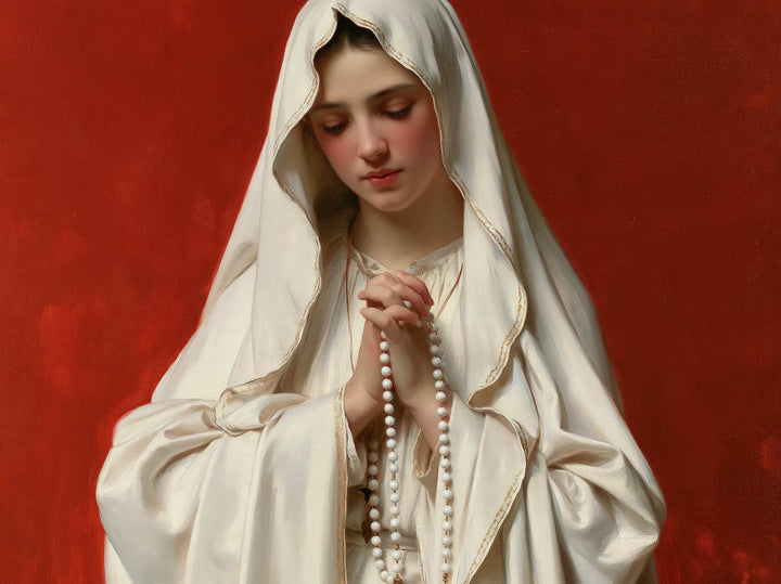 Our Lady of Fatima – Quiet Prayer in Vermilion Light