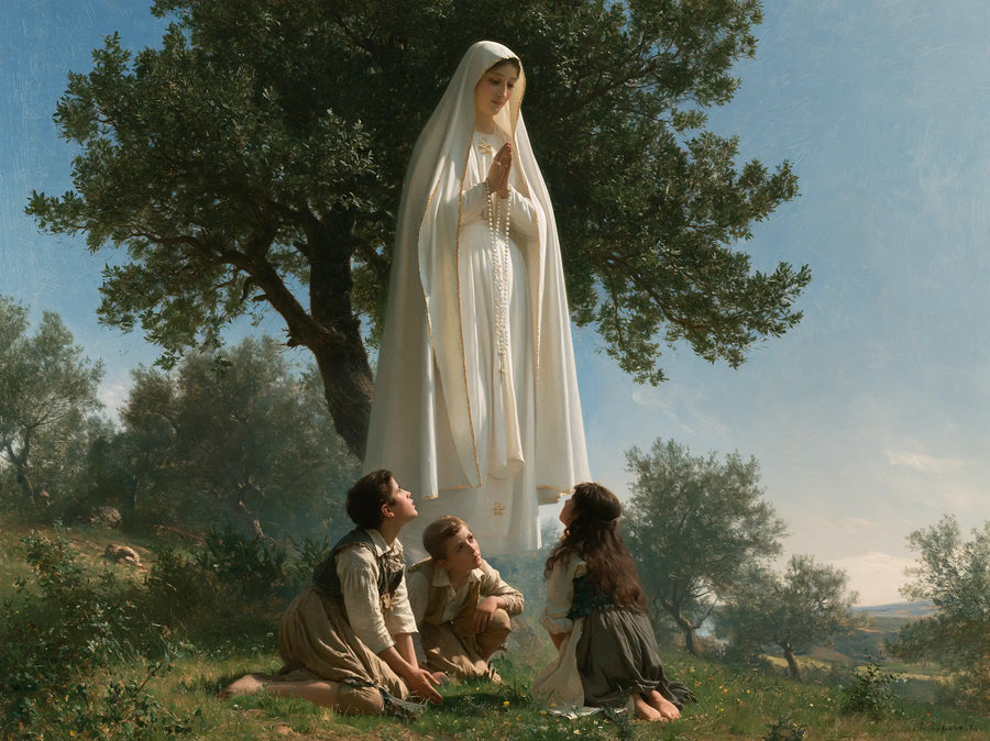 Our Lady of Fatima – Shepherd Children Beneath the Apparition