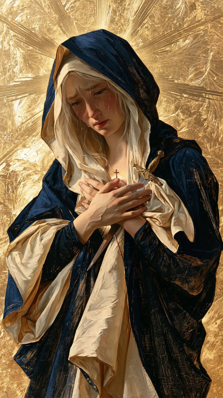 Our Lady of Sorrows — Prayer in the Gold of Rumpled Folds