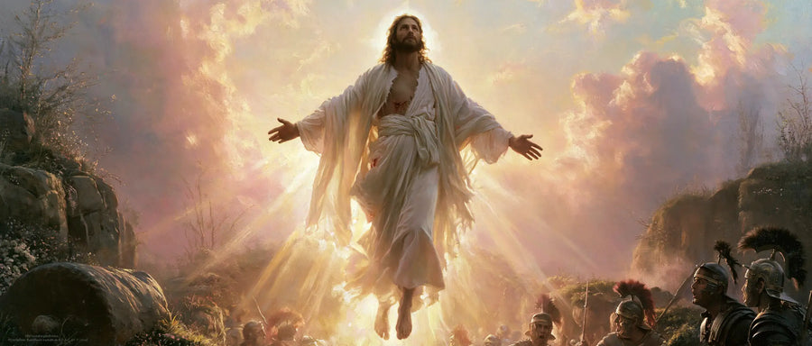 The Resurrection of Jesus Christ — The Lifted Gaze in Pearly Clouds