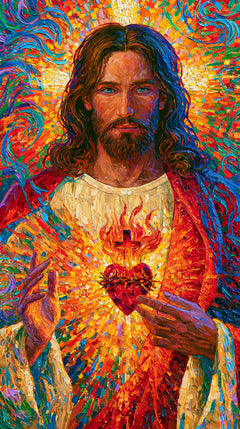 Sacred Heart of Jesus – Pointillist Post-Impressionism · Portrait no. 4
