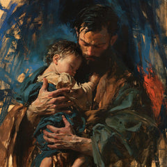 Saint Joseph with the Child Jesus – Expressionist · Square no. 7