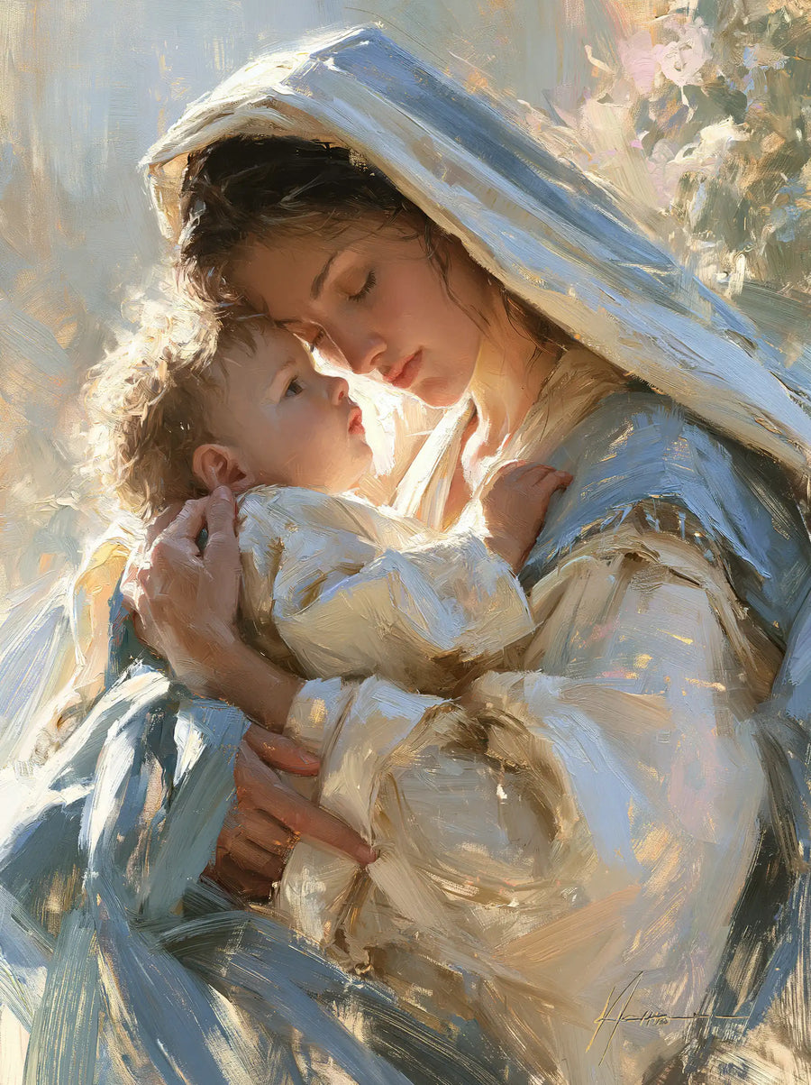 Virgin Mary and Child Jesus - Impressionist · Portrait n° 13
